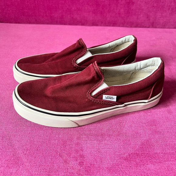 Vans Shoes - Vans Burgundy Canvas Slip-Ons